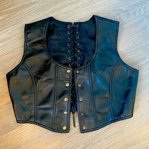 Vintage leather crop vest
